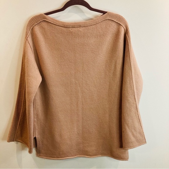 WILFRED SZ S 100% Merino Wool Blush Ribbed Detail Boat  Neck Sweater Hi Low Hem - Picture 10 of 11